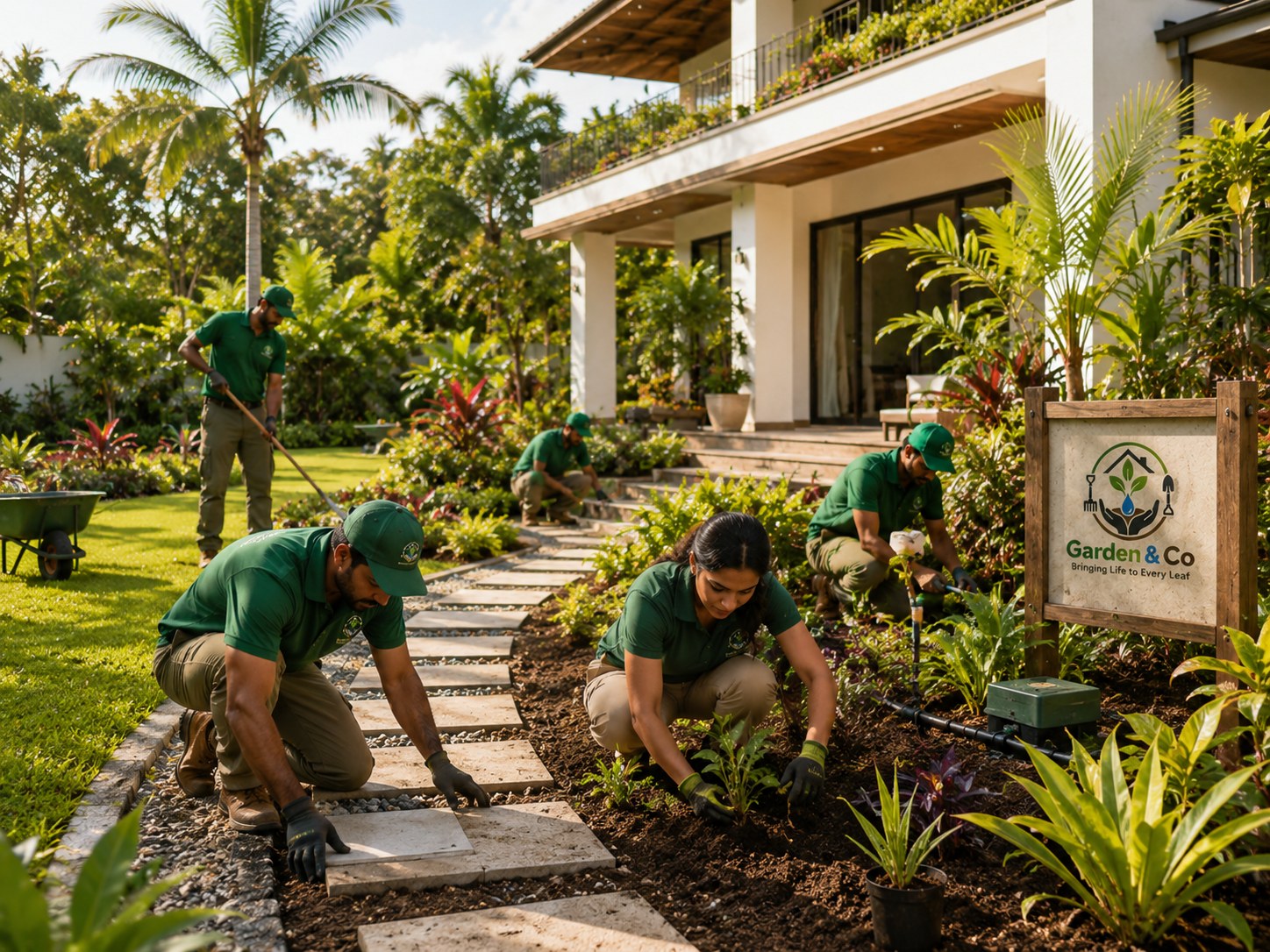 Garden & Co team delivering landscaping and hardscaping services